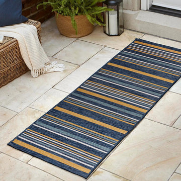 Janus Classic Coastal Ticking Stripe Reversible Machine-Washable Indoor/Outdoor Area Rug